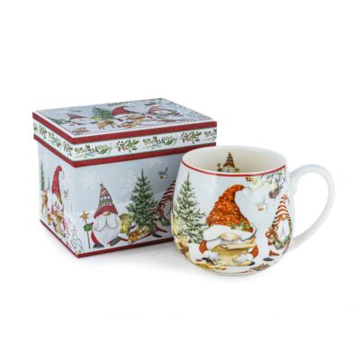 Festive Gnome Porcelain Big Belly Mug in Gift Box