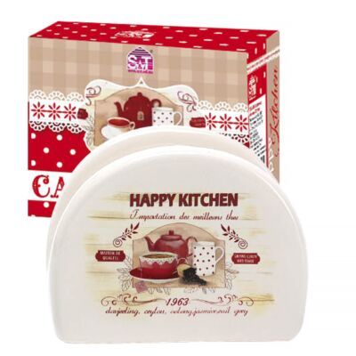 Happy Kitchen Ceramic Napkin Holder