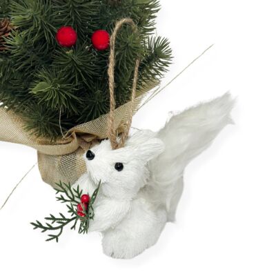  White Baby Squirrel Shatterproof Christmas Ornament 3.5&quot;