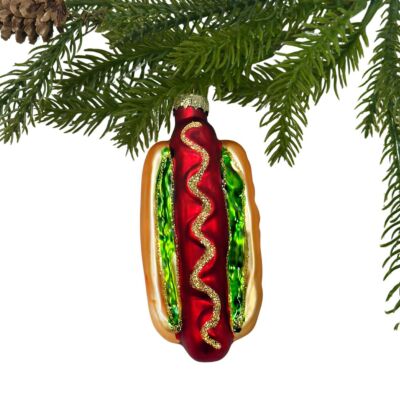 Hot Dog Glass Christmas Tree Ornament