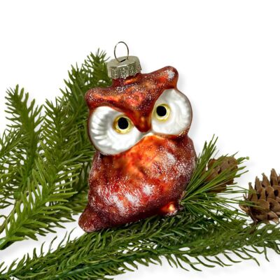Wise Winter Owl Glass Christmas Tree Ornament