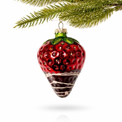 Chocolate Strawberry Glass Christmas Tree Ornament