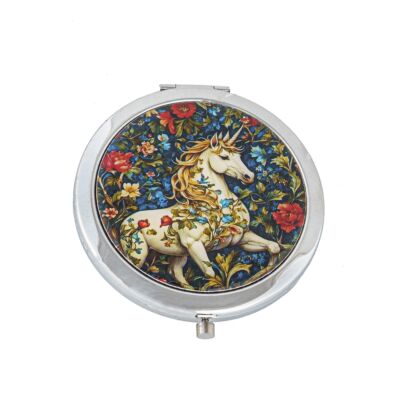 Unicorn William Morris Round Compact Mirror in gift box