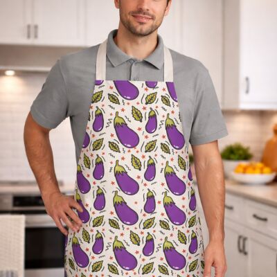 Eggplants Patterns Cotton Apron