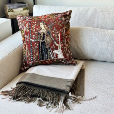 Khaki Cream Scottish Plaid Wool Throw Blanket