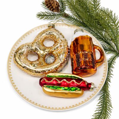 Coney Island Glass Christmas Tree Ornament Set of 3