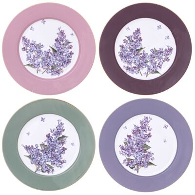 Lilac Porcelain Dessert Plate Set of 4 in Gift Box