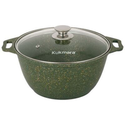 Trendy Style Malachite Aluminum Non-Stick Cooking Pot with Glass Lid
