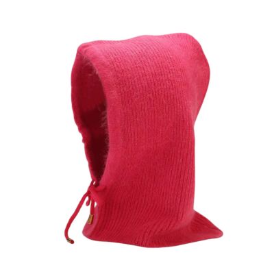 Rose Red Knit Angora Wool Hat / Balaclava