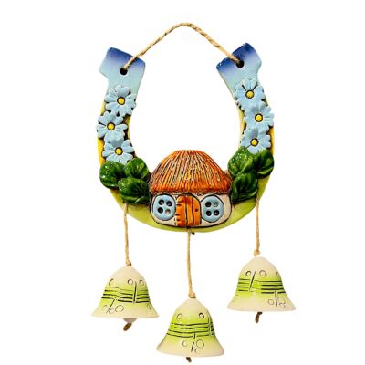 Ceramic Folk Style Wall Charm -  Horseshoe for Good Luck