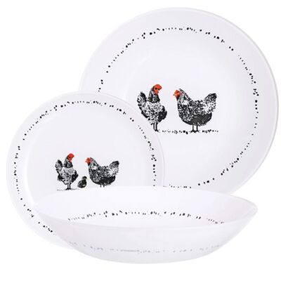 Glass Dinnerware Set 18 pcs Service for 6 Diwali Paulette