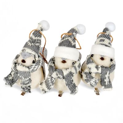White Birds Shatterproof Christmas Ornaments Set of 3