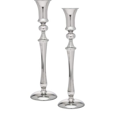Long Chrome Candlestick Set of 2