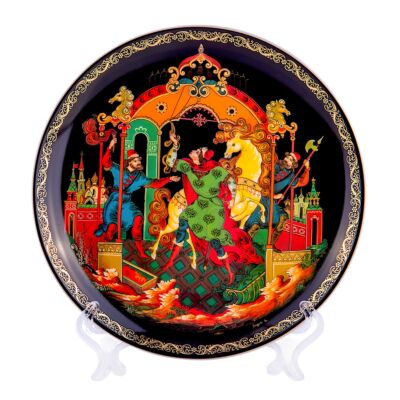 Golden Bridle Palekh Decorative Plate