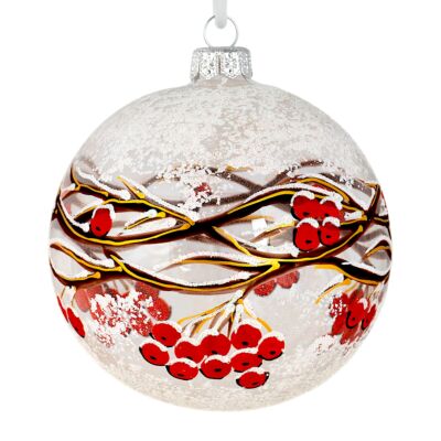 Frosted Ashberry Hand-Painted 360° Glass Christmas Ornament | Gift-Boxed
