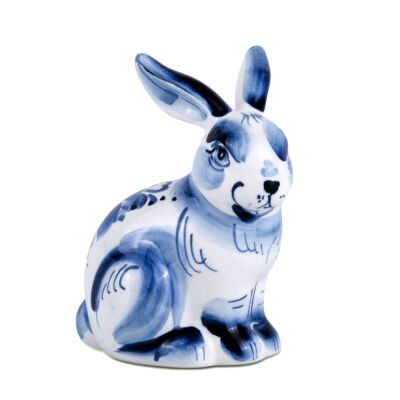Heirloom Gzhel Porcelain Handmade Bunny Figurine