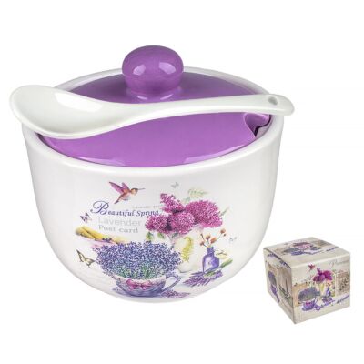 Provence Ceramic Sugar Bowl with Spoon