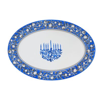 Hanukkah Porcelain Oval Serving Dish