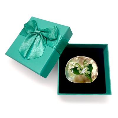 Lily of the Valley Mother of Pearl Brooch In Gift Box