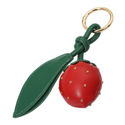Leather Red Strawberry Keychain