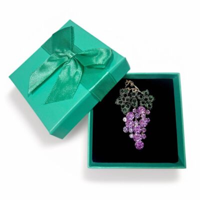 Grape Elegance Rhinestone Brooch in Gift Box