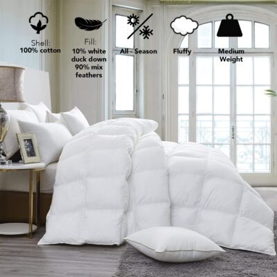 Organic Club Duck Down, Feather Duvet. Medium Weight