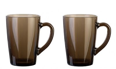 Luminarc Dark Brown Glass Mugs Set of 2