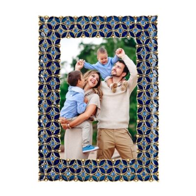 Art Deco Florals Blue Rhinestone Picture Frame