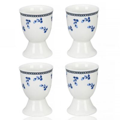 Vintage Indigo Porcelain Egg Cup Set of 4