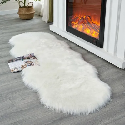 White Faux Sheepskin Fur Rug