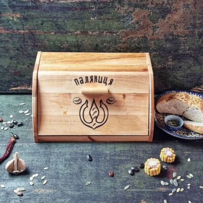 Wooden Bread Box with Cutting Board