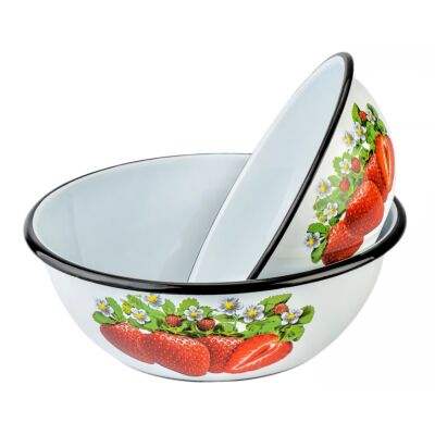 Strawberry Enamel Bowl Set of 2