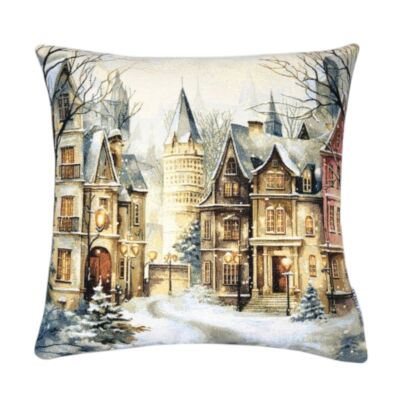 Frosted Winter Street Tapestry Pillow