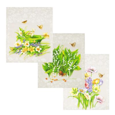 Cotton Kitchen Towels Set of 3 Spring Blooms