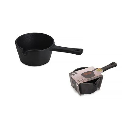 Artesà Mini Frying Pan with Wooden Serving Board in Gift Box, Rectangular,  Cast Iron, 12.5 x 10.5 cm