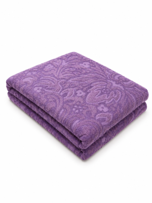 Camellia Purple Jacquard Cotton Terry Throw Blanket