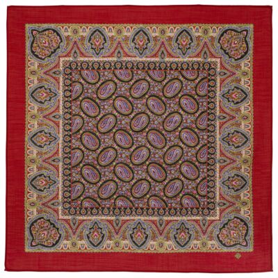 Easter Motif Red Pavlovo Posad Wool Shawl