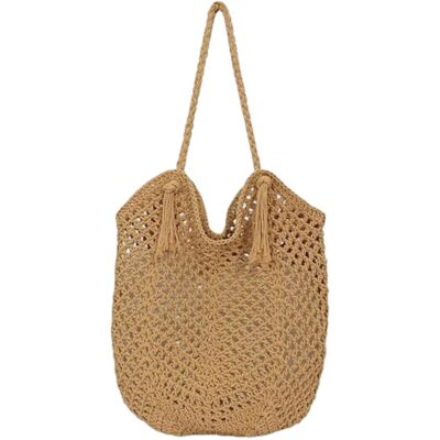 Summer Handmade Straw Mesh Bag (beige)