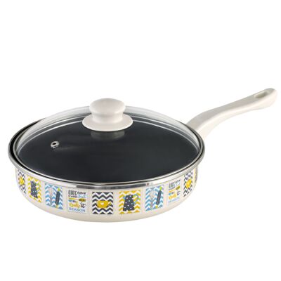 Enameled Steel Frying Pan with Lid