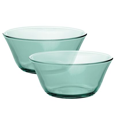 Green Borosilicate Glass Bowl, Set of 2