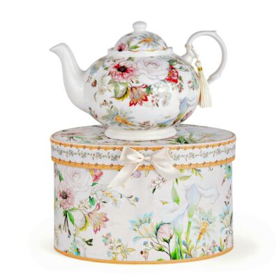 Dream Garden New Bone China Teapot in Gift Box