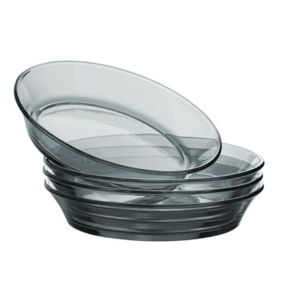 Gray Borosilicate Glass Soup and Pasta Bowl, Set of 4 