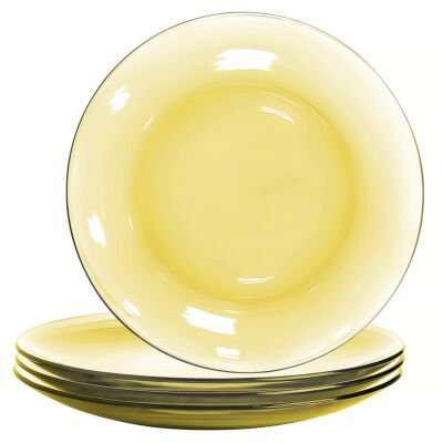 Yellow Borosilicate Glass Dinner Plate 9.25&quot; Set of 4 