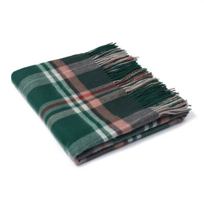 Green and Red Scottish Plaid Wool Throw Blanket
