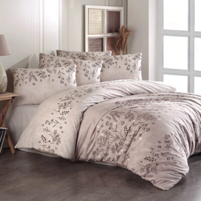 Veronica Brown 100% Cotton 4-Piece Sheet and Pillow Cases Bedding Set