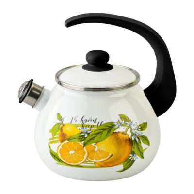 Enamel Kettle with Whistle Lemon 2.7-qt