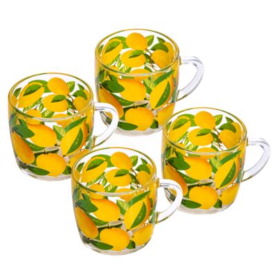 Lemons Glass Mugs Set of 4