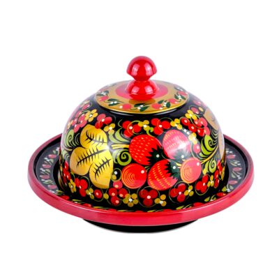 Wooden Serving Dish with Lid Khokhloma 