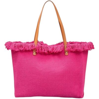 Pink Canvas Beach Bag