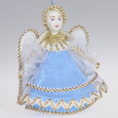 3.9&#039;&#039; Blue Porcelain Angel Hanging Ornament
